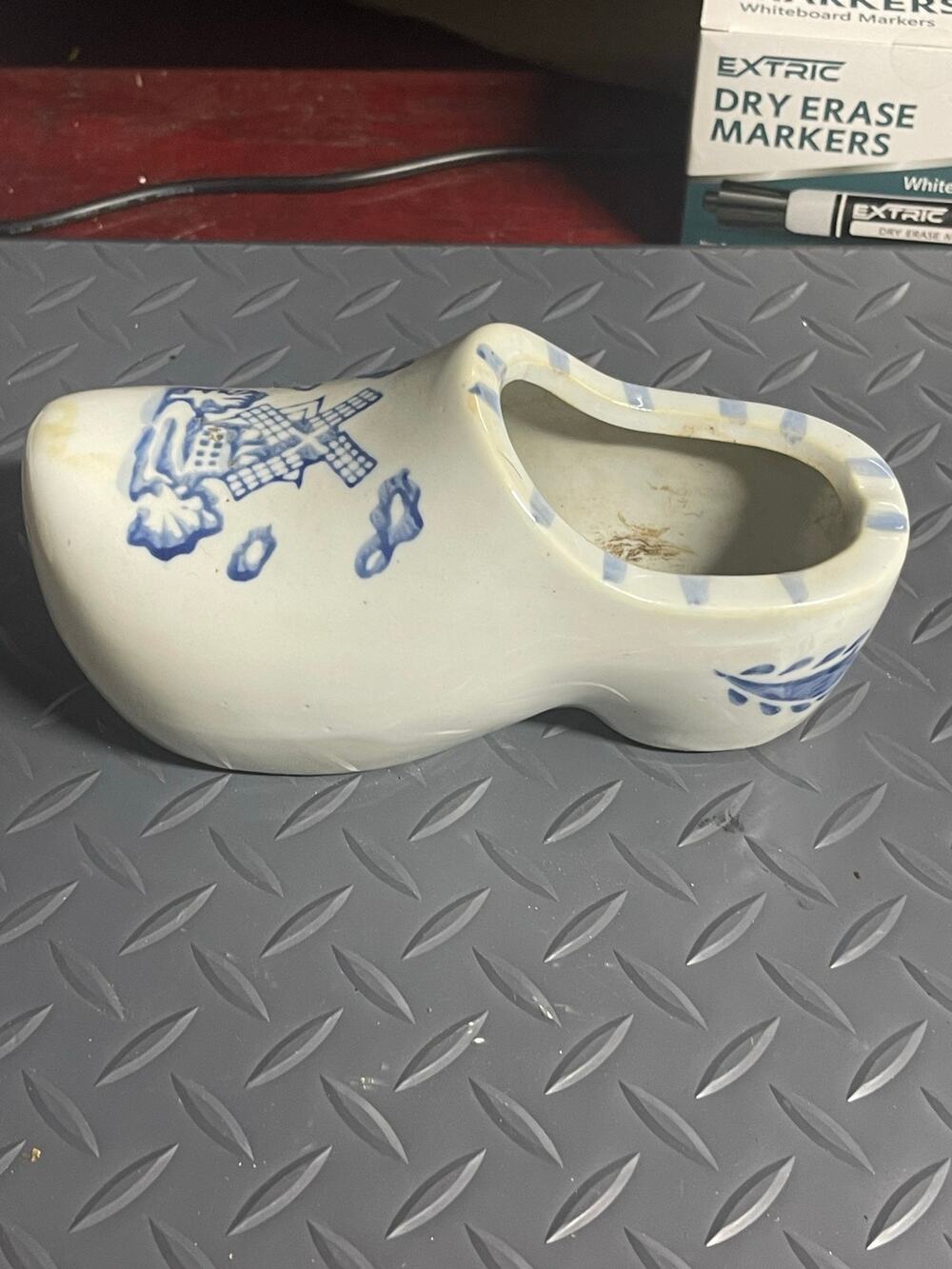 Vintage Delft Blue ceramic Dutch shoe (or clog)